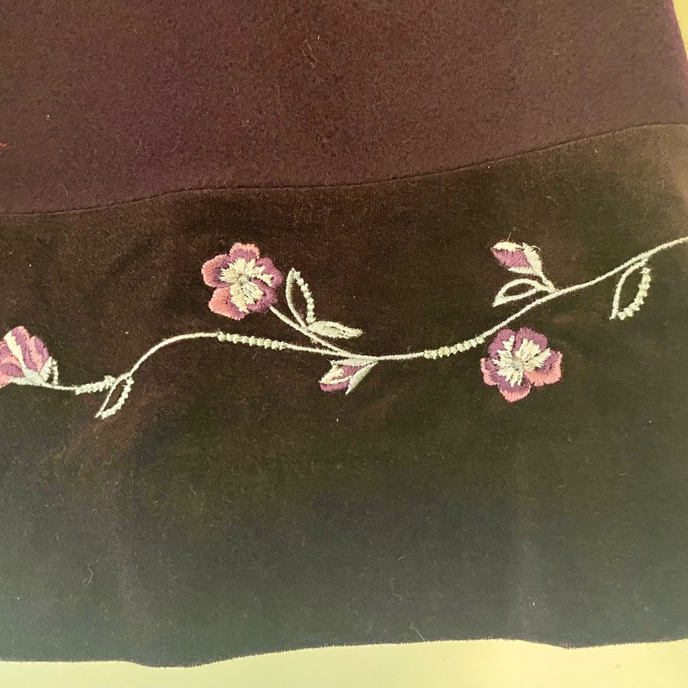 Rothschild vintage wool/velvet pea coat, purple, floral embroidery, 2T, GUC - Picture 8 of 9